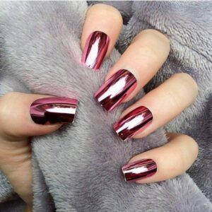trending nail art designs chrome metallic