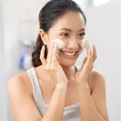 “Gentle cleansing step in a winter skincare routine” 